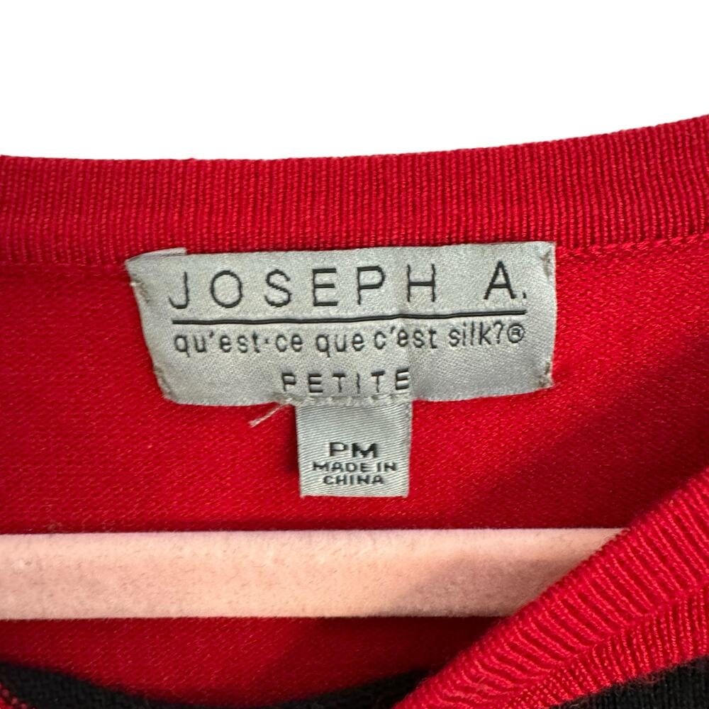 Joseph A. Petite Red and Black Striped Sweater Sweater - Picture 2 of 8